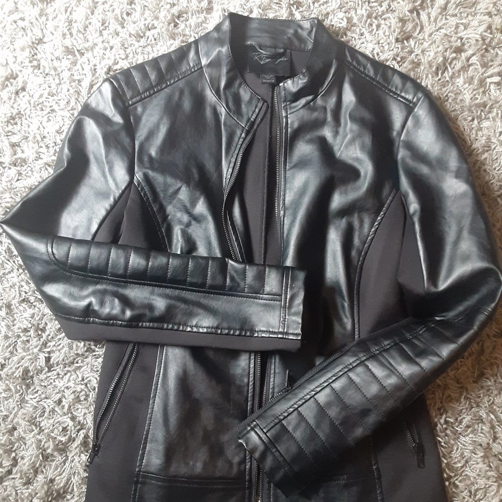 Faux Leather Zip-Up Jacket